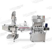 Automatic linear type glass bottle jar metal tin plate cap vacuum sealing capping machine